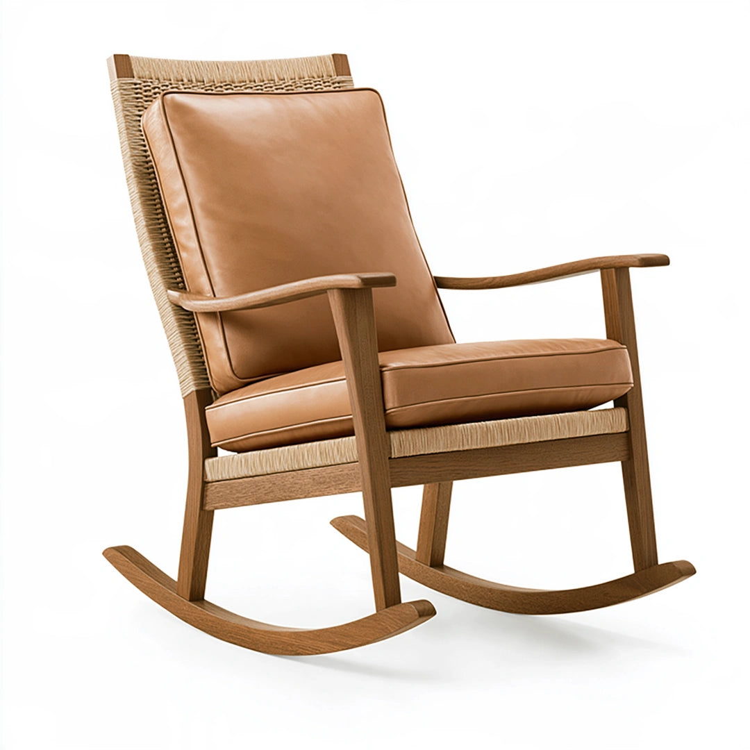 Fauteuil à bascule 70 x 95 x 100 cm bois marron clair style scandinave