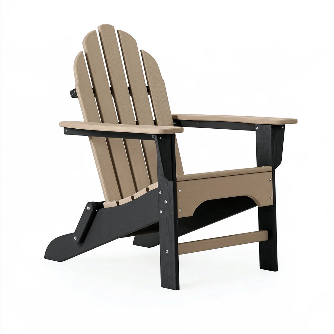 Fauteuil de jardin Adirondack 83 x 79 x 98 cm en plastique brun et noir style relaxant