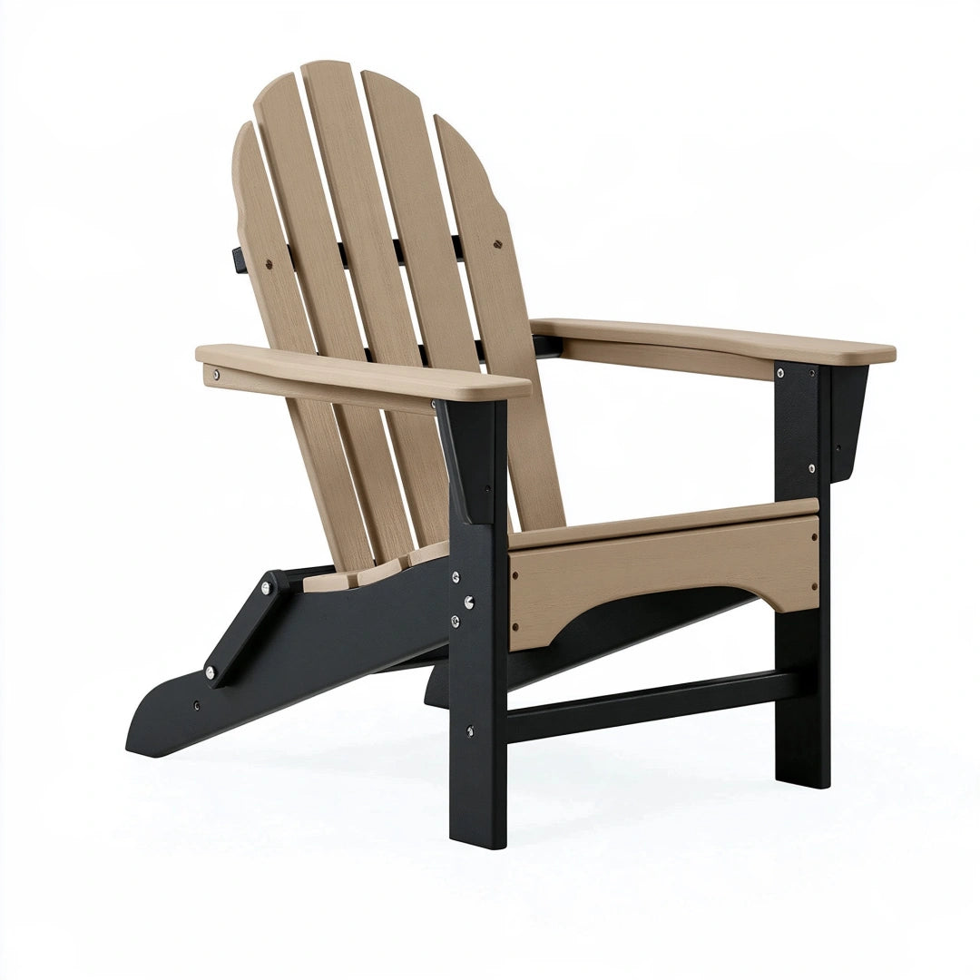Fauteuil Adirondack 83 x 79 x 98 cm beige et noir en matériau synthétique aspect bois pour extérieur style classique
