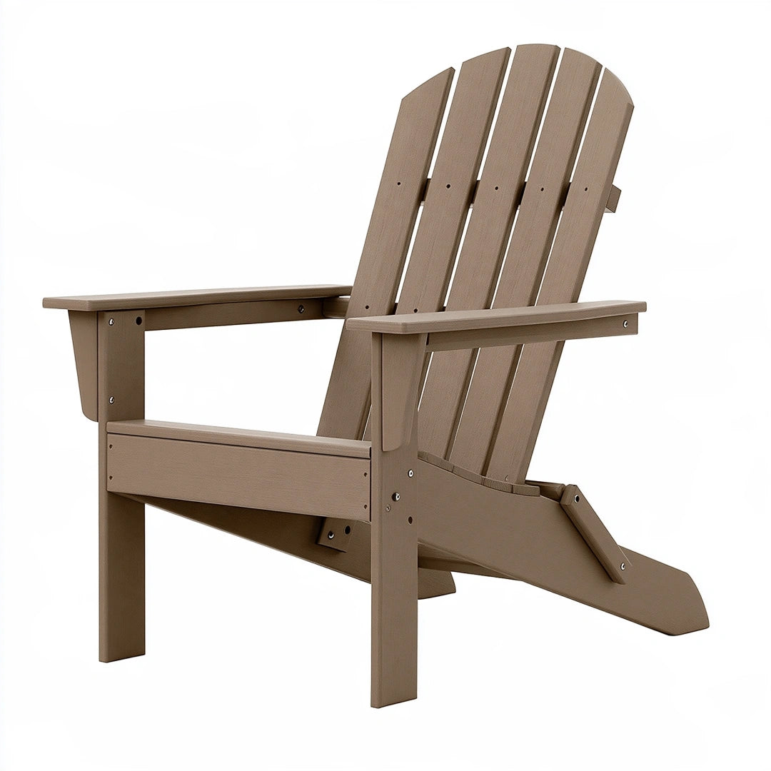Fauteuil de jardin 80 x 85 x 98 cm en plastique marron pliant style Adirondack