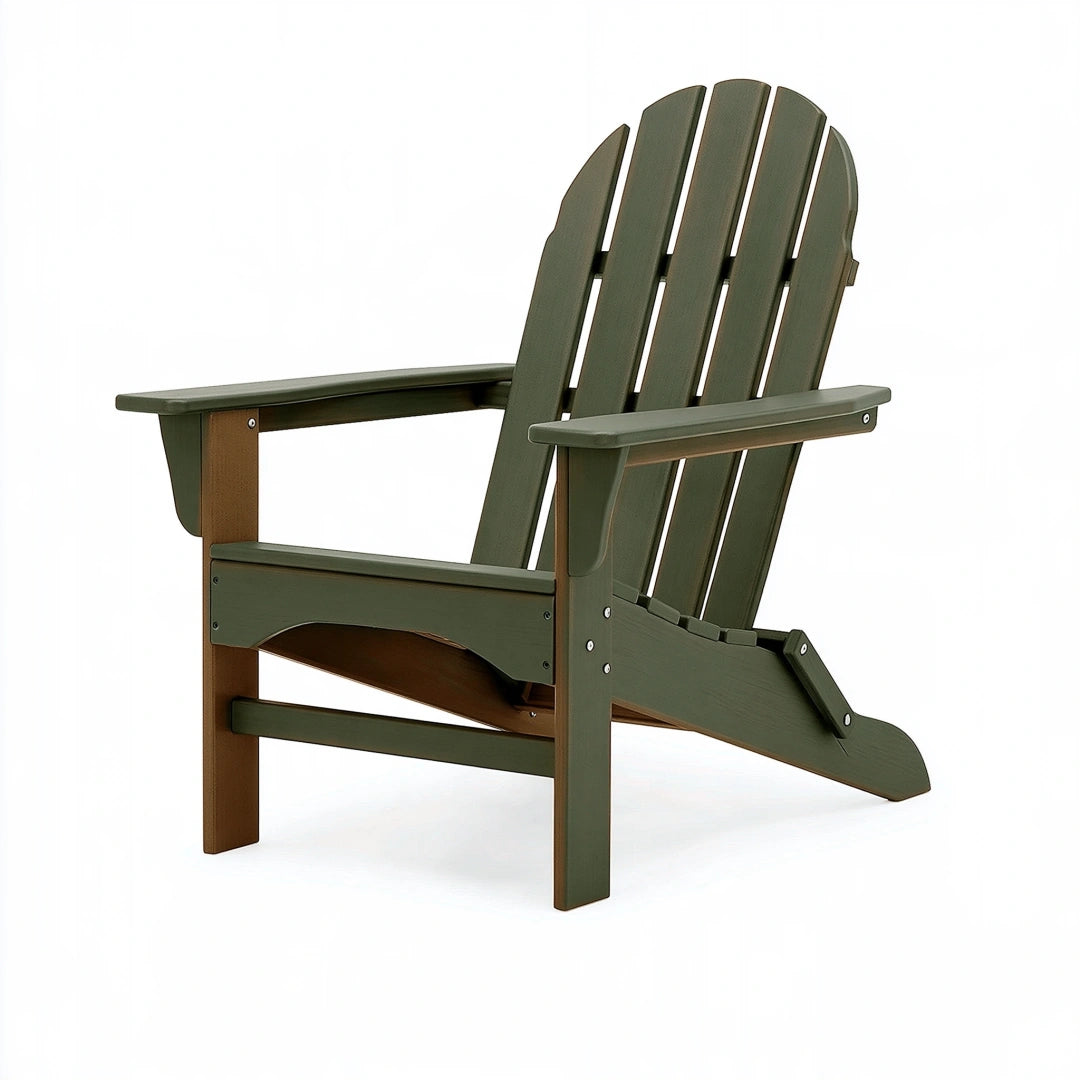 Fauteuil de jardin Adirondack 83 x 78 x 96 cm en bois vert et marron à dossier incliné