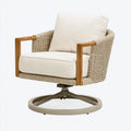 Fauteuil pivotant 76 x 78 x 82 cm en corde tressée bois et tissu beige style naturel