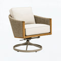 Fauteuil pivotant 76 x 82 x 88 cm en bois et corde tressée beige style contemporain