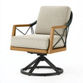 Fauteuil pivotant 75 x 80 x 90 cm en bois tissu beige avec structure métal noir