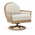 Fauteuil pivotant 80 x 82 x 95 cm en rotin beige avec assise textile style naturel