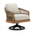 Fauteuil pivotant 80 x 82 x 88 cm en bois brun et tissu beige style naturel