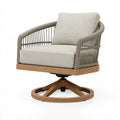 Fauteuil pivotant 85 x 82 x 90 cm en bois beige avec tressage pour salon