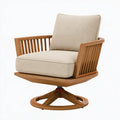 Fauteuil pivotant 78 x 82 x 92 cm en bois brun et tissu beige style contemporain