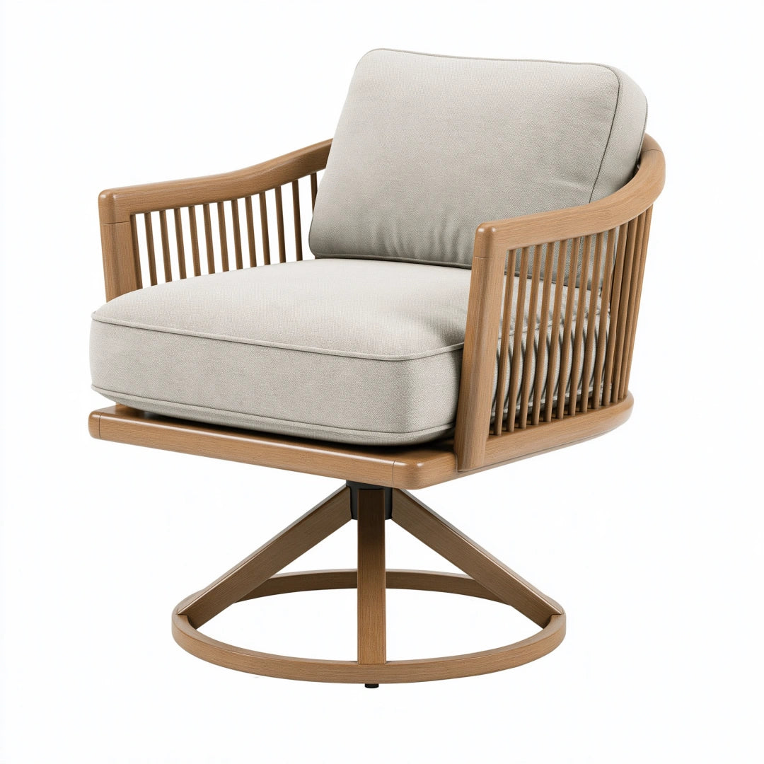 Fauteuil pivotant 75 x 77 x 83 cm en bois beige style contemporain