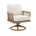 Fauteuil pivotant 78 x 75 x 85 cm en bois et tissu écru style contemporain