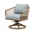 Fauteuil de jardin pivotant 78 x 78 x 88 cm bois corde tressée beige gris