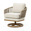 Fauteuil pivotant 82 x 82 x 88 cm en tissu beige et cordage style contemporain